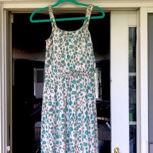 And Taylor teal cheetah print cotton dress
